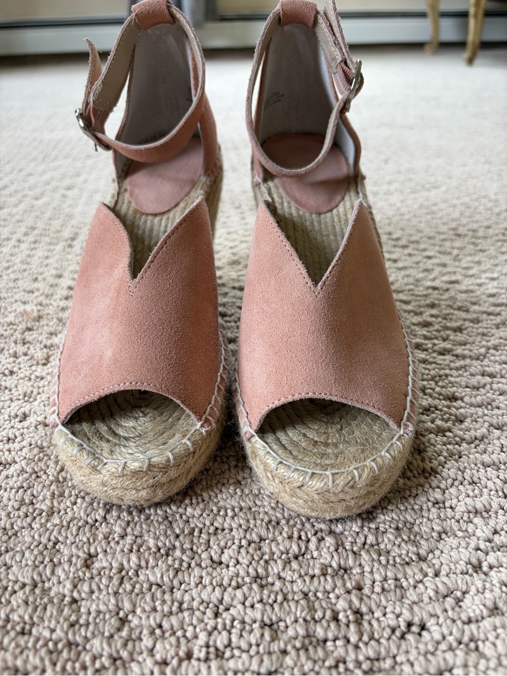 Seychelles Pink Suede Espadrille Wedge Sandals
